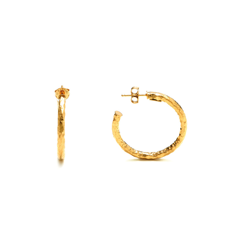 Orecchini Donna Giovanni Raspini Argento Dorato 925 Cerchi Martellati Lucidi 10591